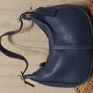 Vintage Coach Blue Glove leather small zip shoulder Bag